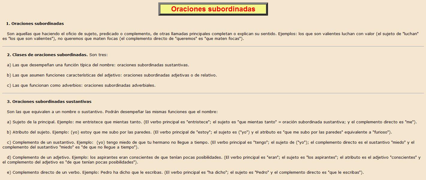 Oraciones subordinadas | Recurso educativo 37054