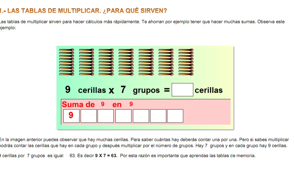 Las tablas de multiplicar | Recurso educativo 37331