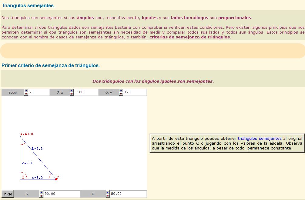 Triángulos semejantes | Recurso educativo 37414