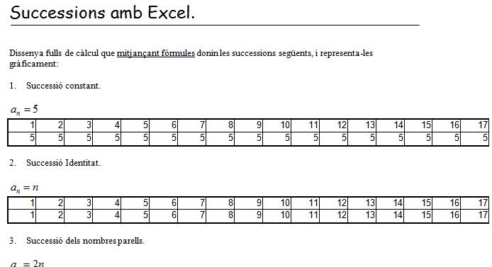 Successions amb excel | Recurso educativo 37692