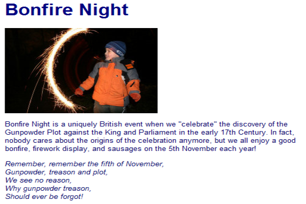 Bonfire night | Recurso educativo 39974