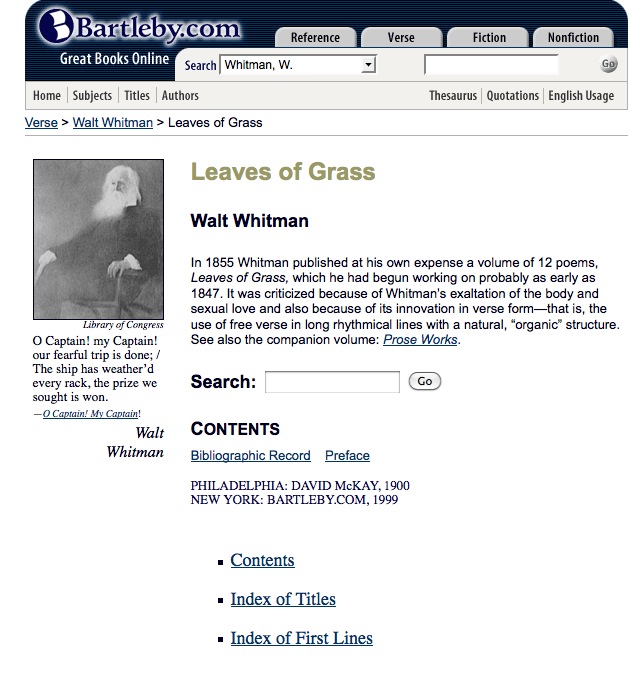 Leaves of Grass by Walt Whitman | Recurso educativo 42411