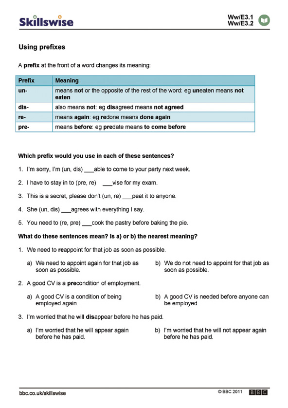 Using prefixes | Recurso educativo 64266