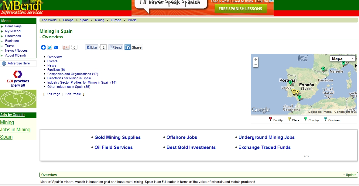 Mining in Spain - Overview | Recurso educativo 90087