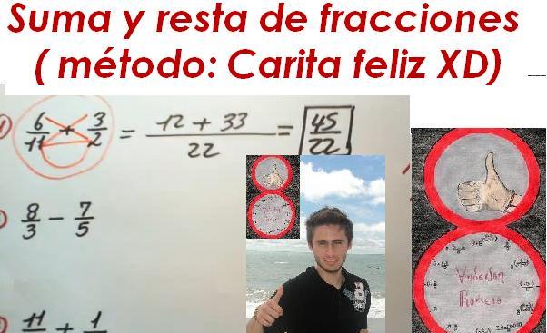 Suma y resta de fraccionarios M todo de la carita feliz . Tarea