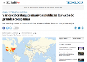 Varios ciberataques masivos inutilizan las webs de grandes compañías | Recurso educativo 761195